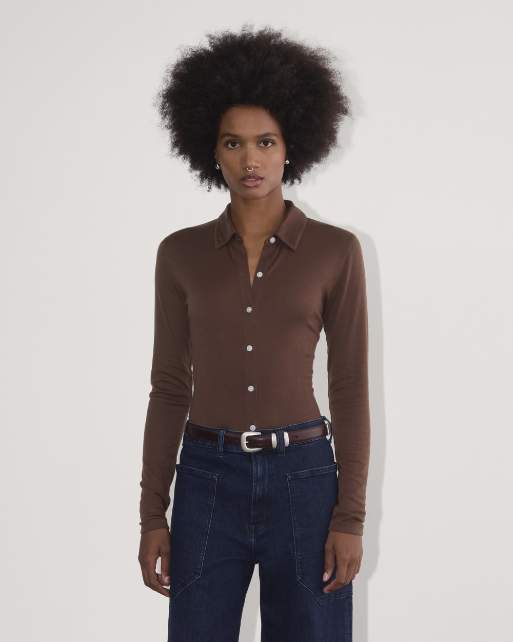 The Must-Have Shirt in Butterluxe in Dark Mahogany — front view
