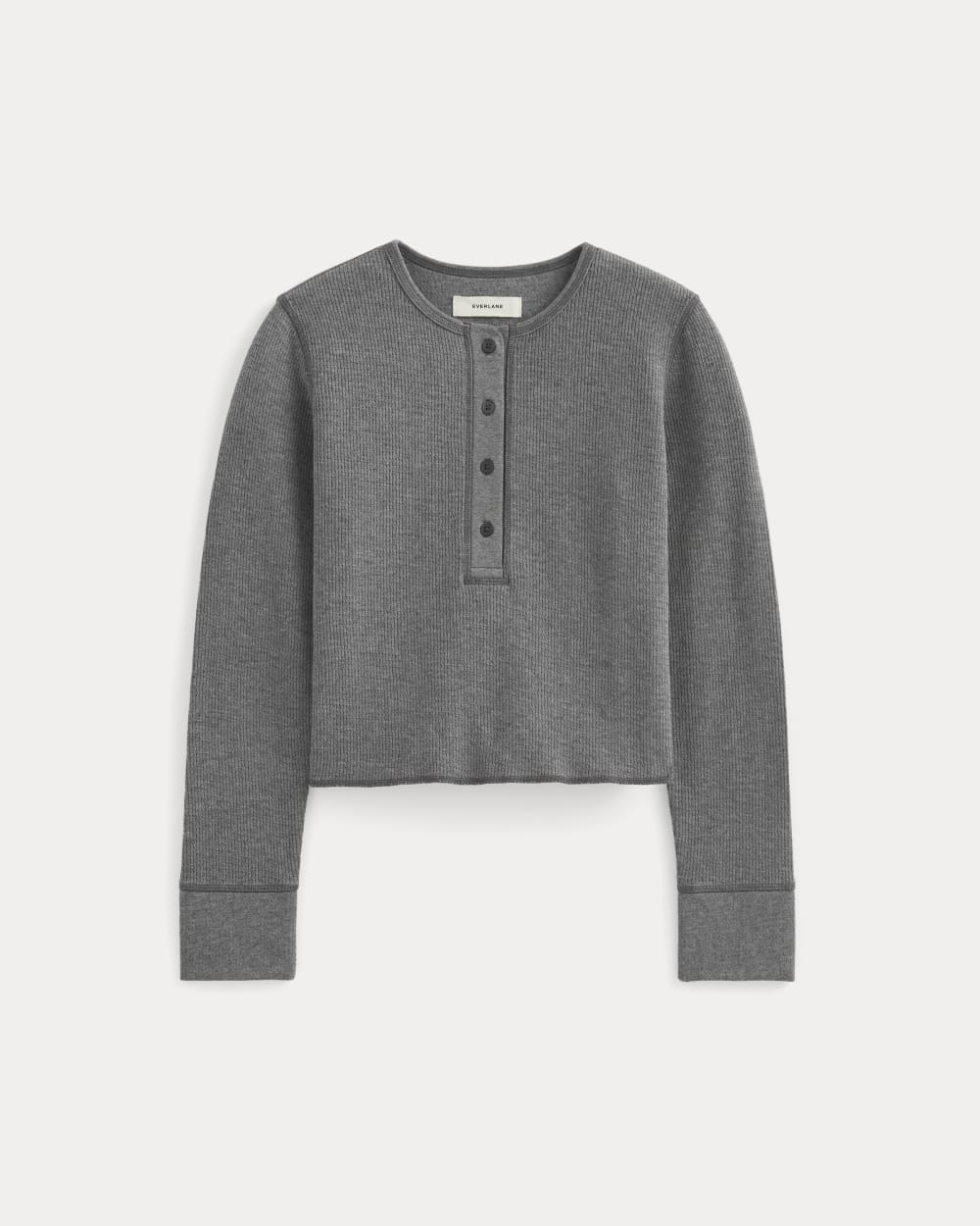 Boxy Henley in Cozy Waffle in Heathered Charcoal — alternate view