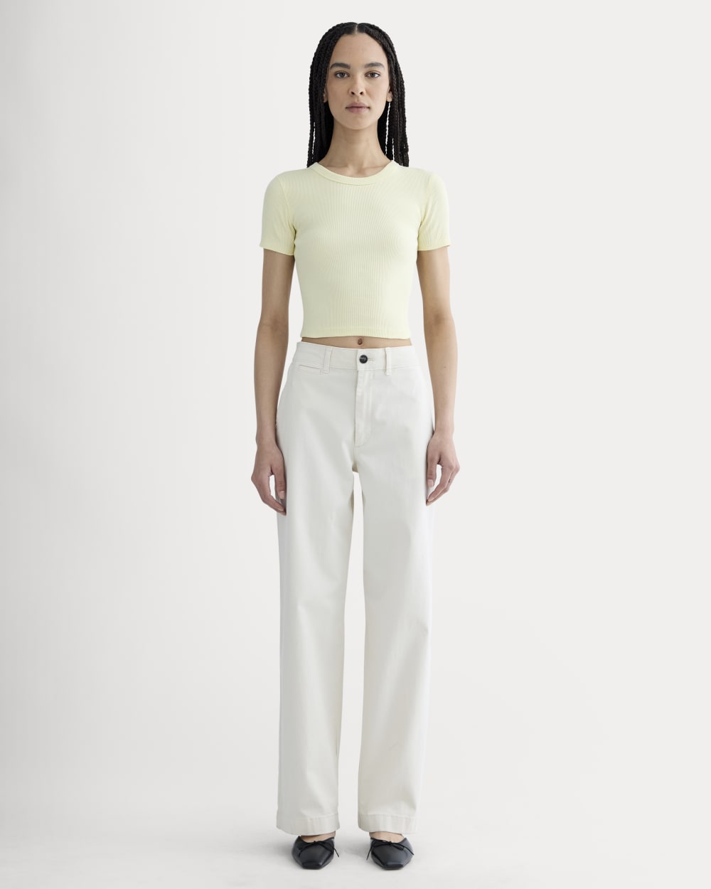 The ’90s Rib Tee in Light Yellow — detail view