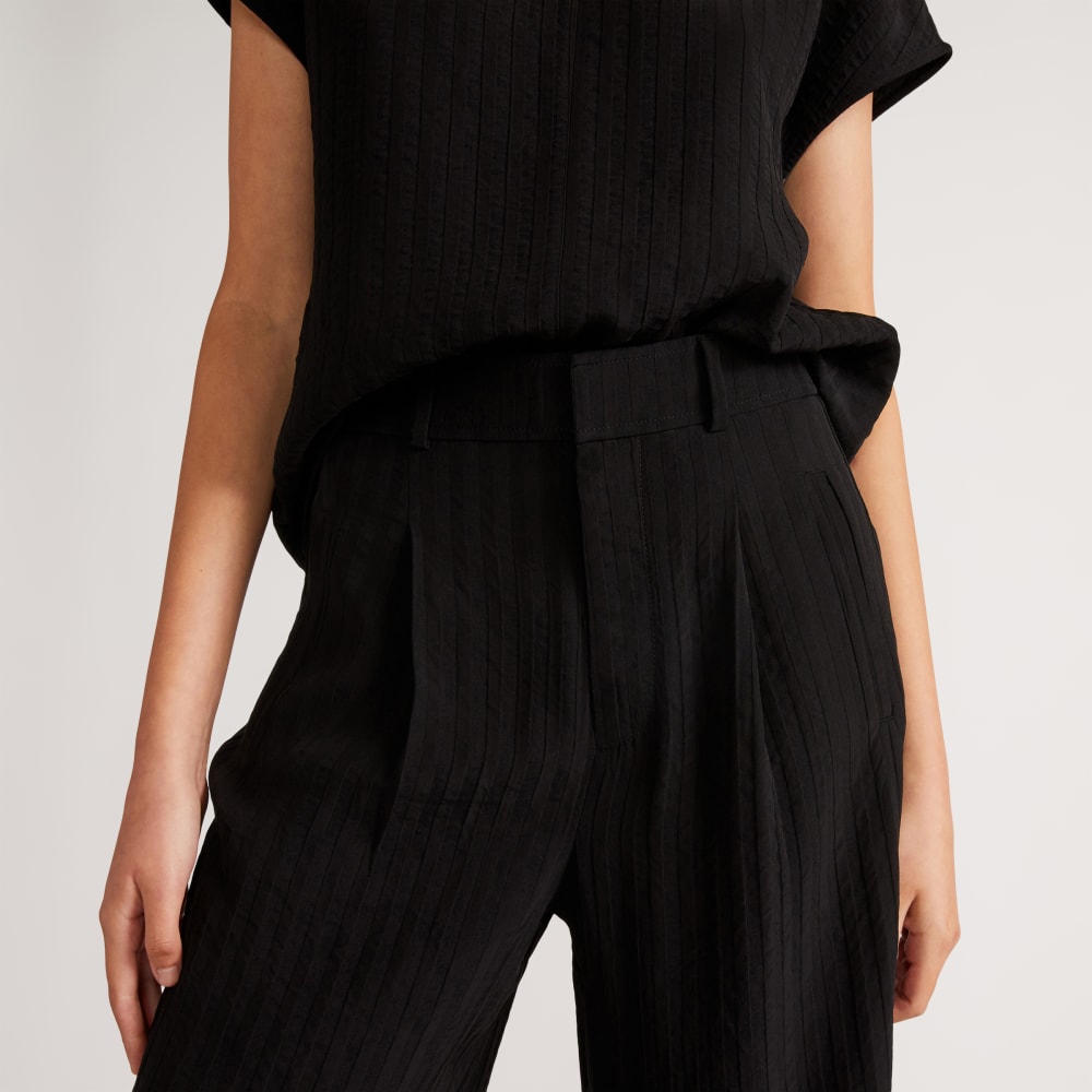 The City Stripe Way-High® Drape Pant in Black — detail view