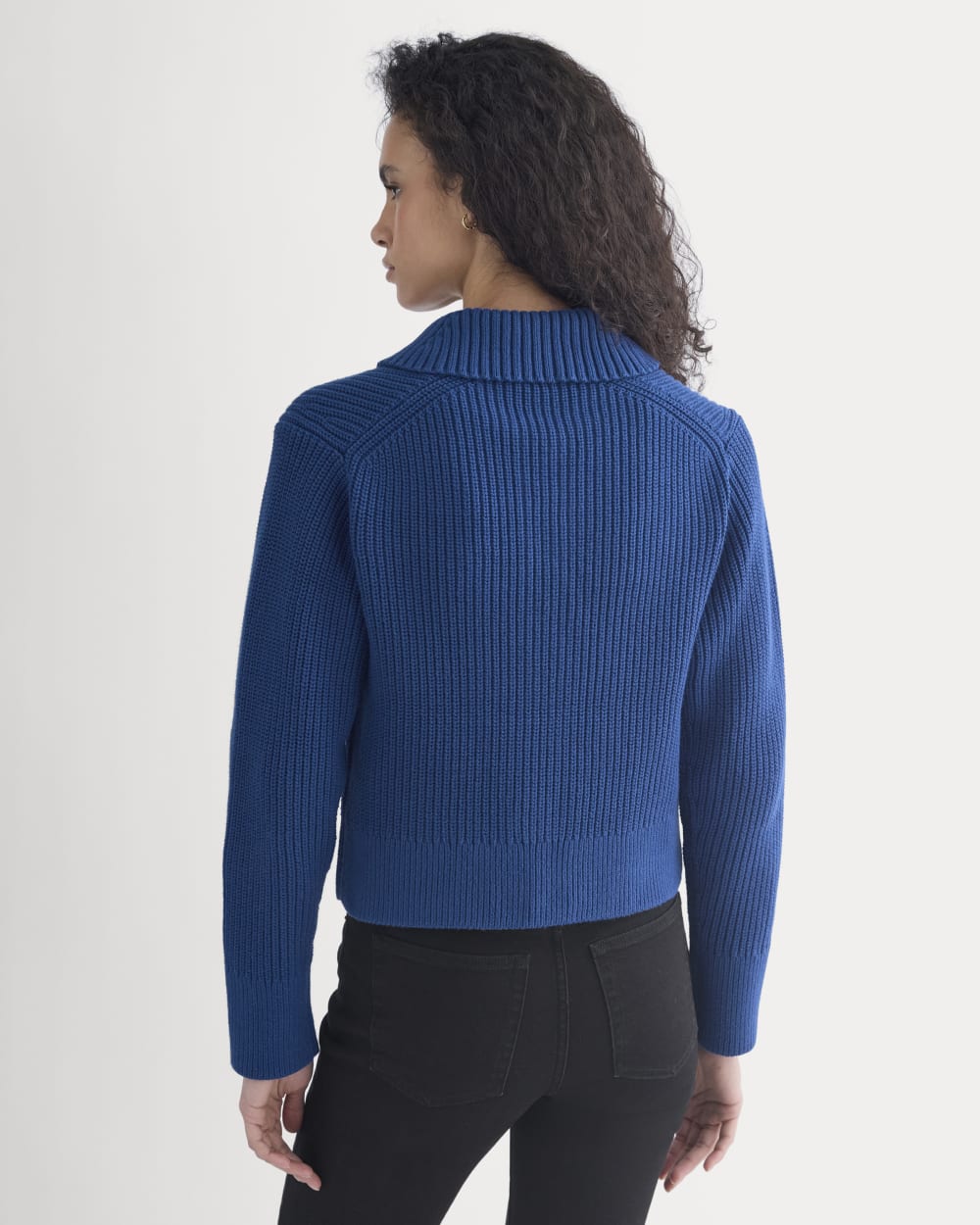 Shrunken Cardigan in Everyday Cotton in Estate Blue — detail view