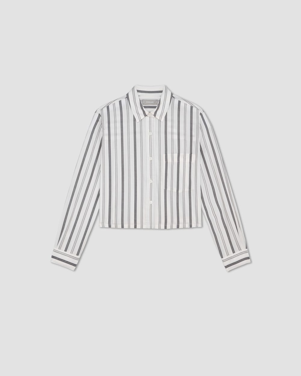 The Way-Short Shirt in Silky Cotton in Bone / Black — alternate view