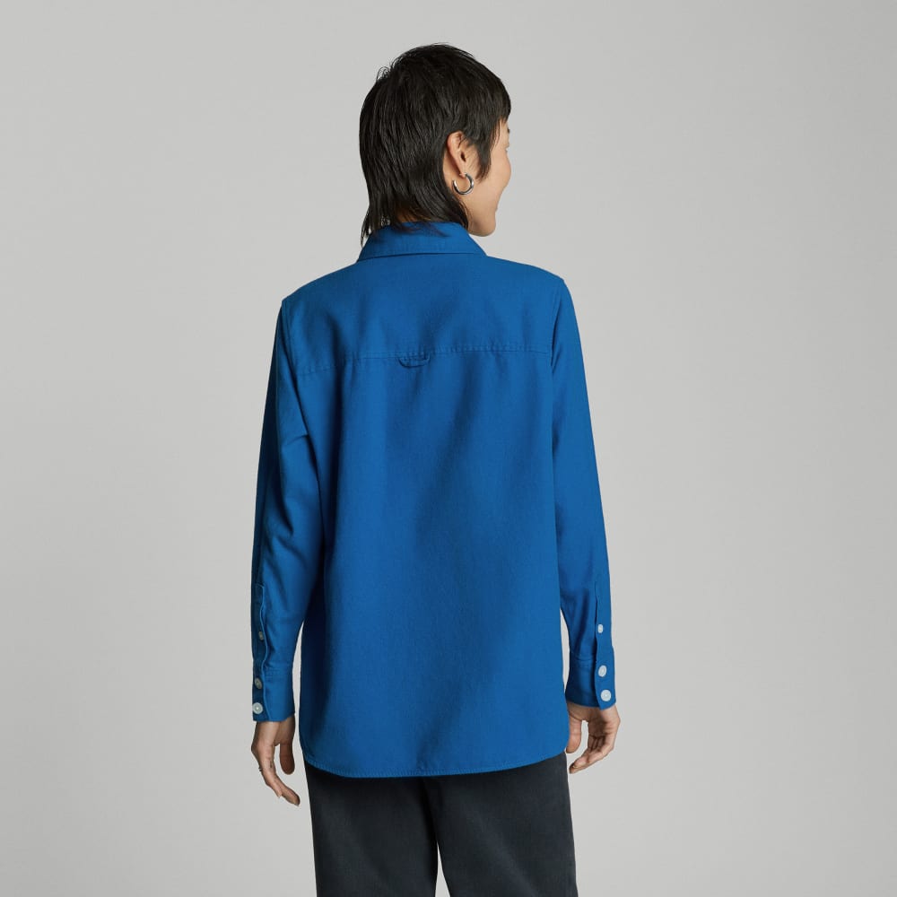 The Classic Cotton Flannel Shirt in Lapis Blue — detail view