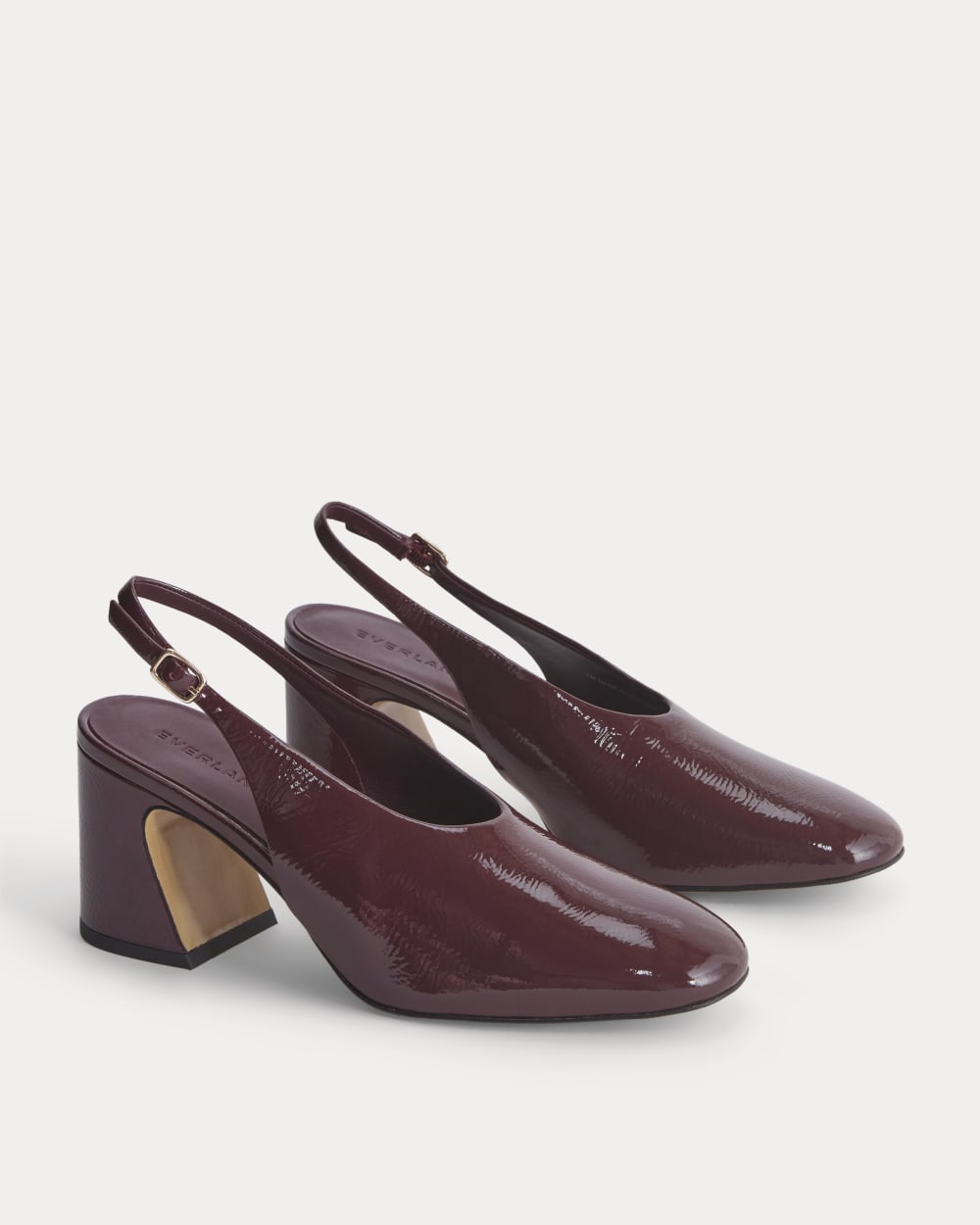 Curved Slingback Heel in Burgundy — detail view
