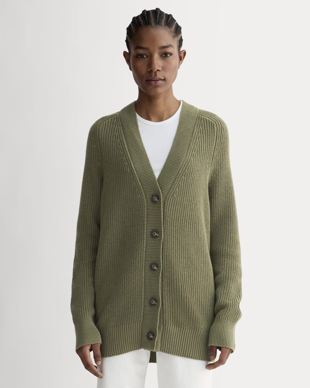 The Long Cocoon Cardigan in Kalamata — front view