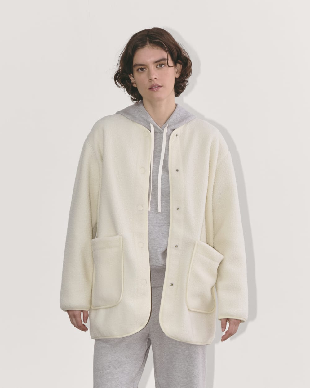 The Teddy Liner in Heathered Oat — front view
