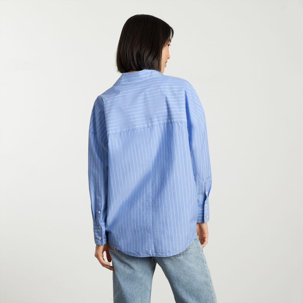 The Oversized Poplin Shirt in Powder Blue / White — detail view
