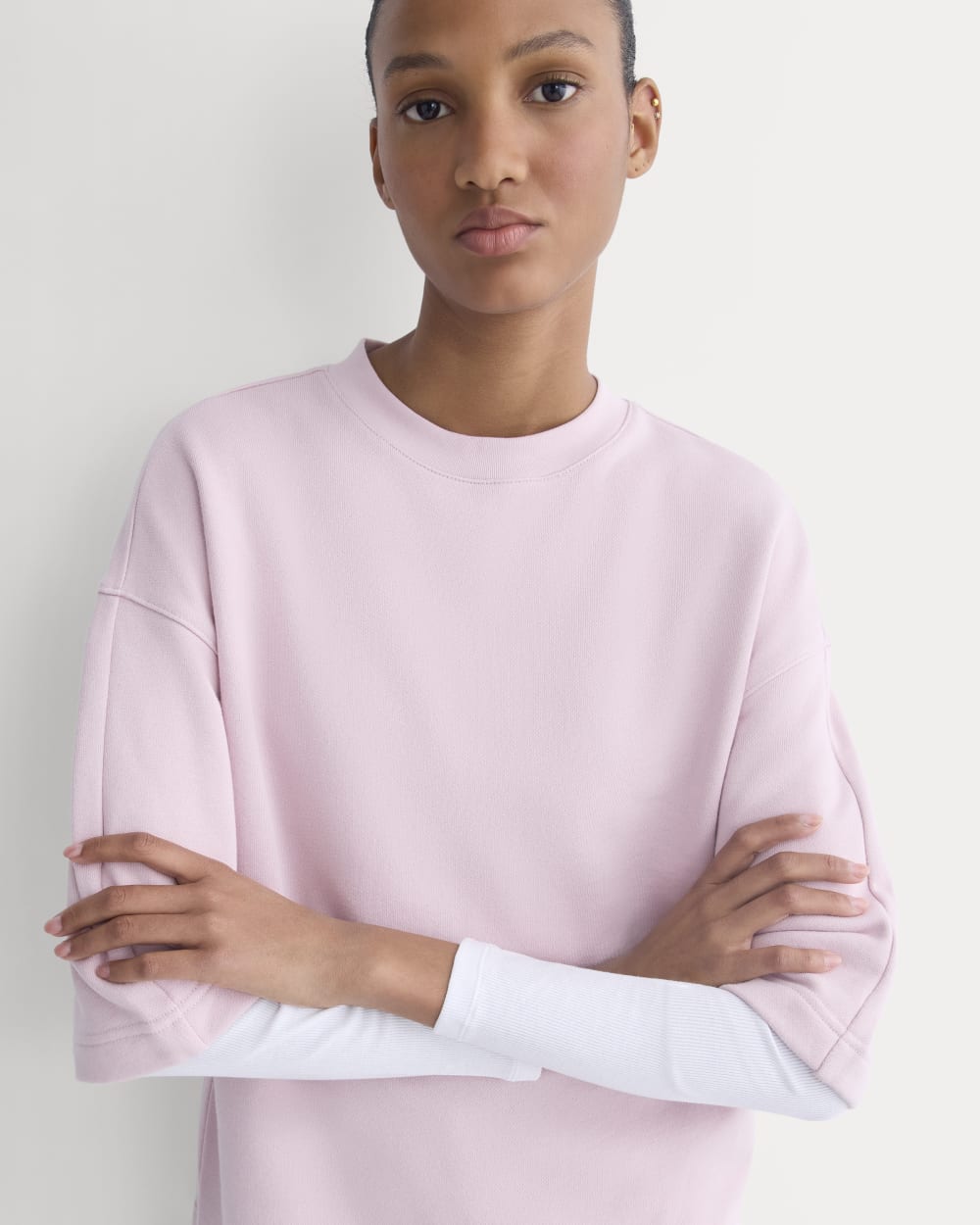 Lightweight Terry Oversized Tee in Burnished Lilac — detail view