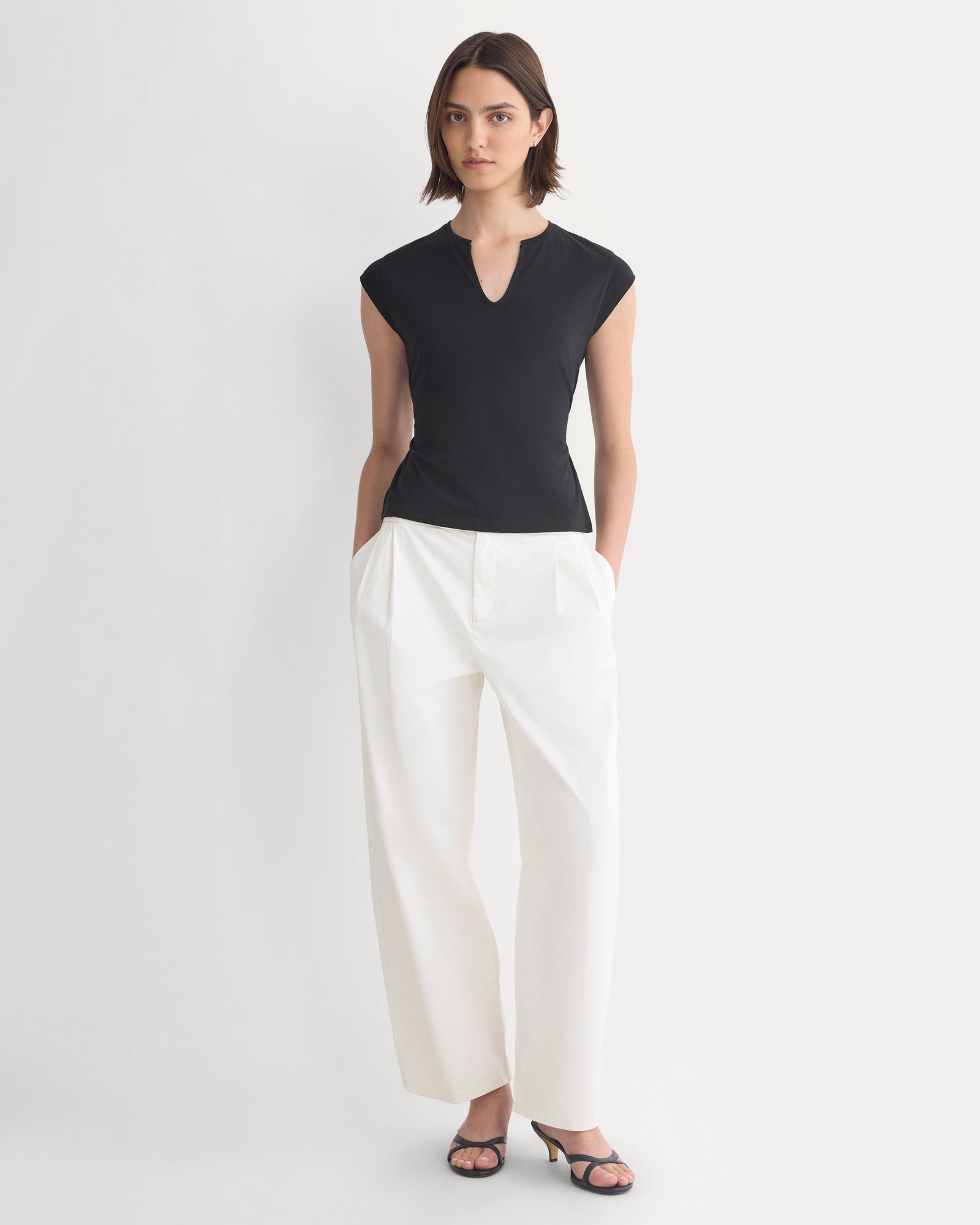 Tie-Back Tee in Organic Cotton in Black — detail view
