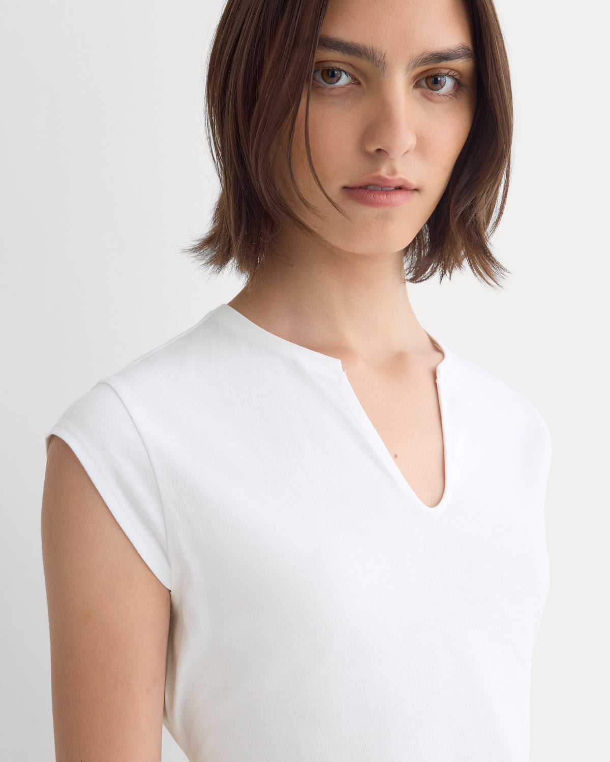 Tie-Back Tee in Organic Cotton in White — detail view