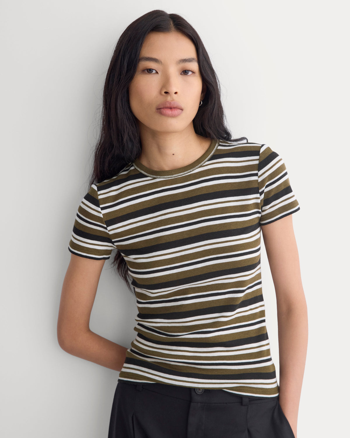 Tissue Short-Sleeve Crew in Beech — front view