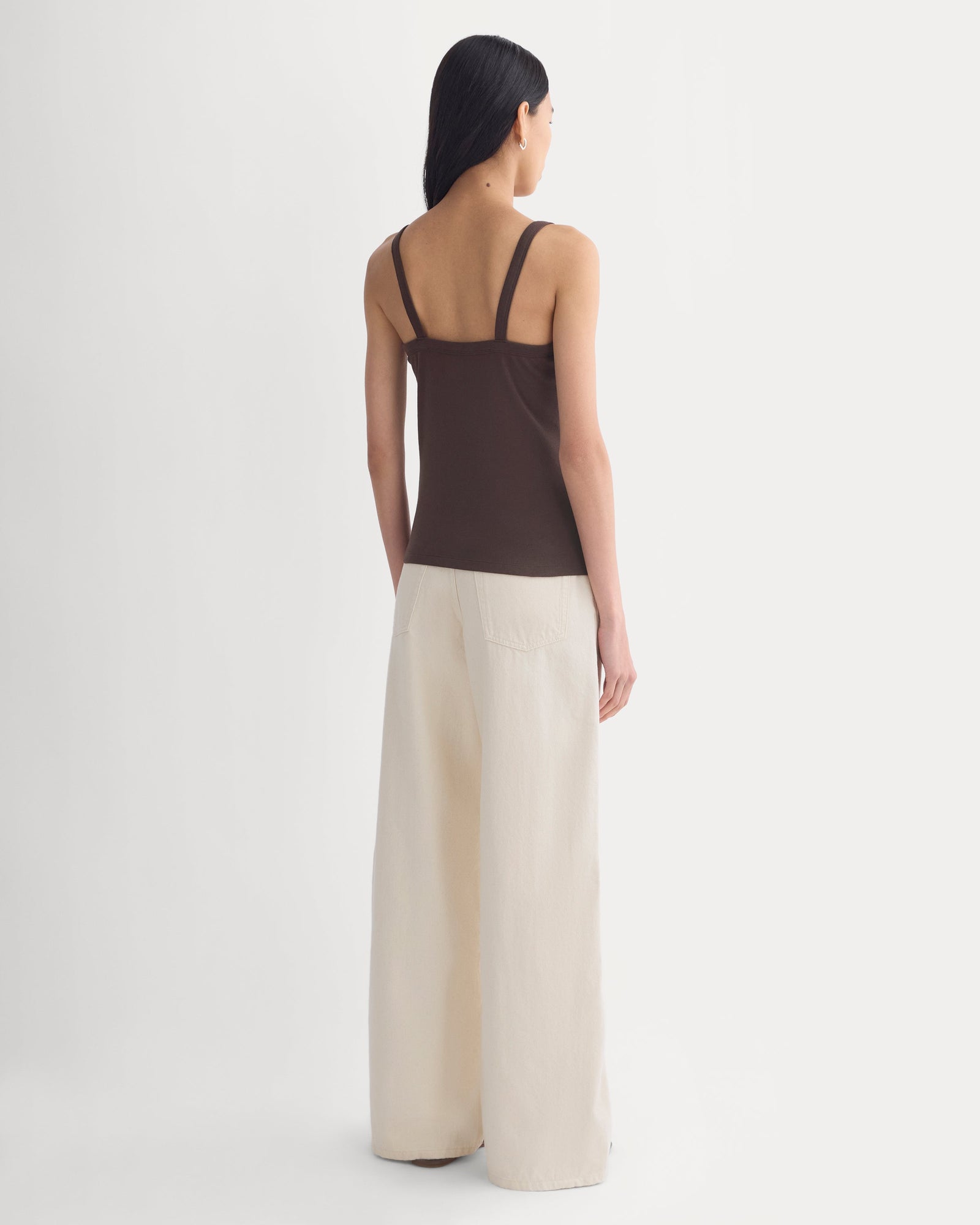RetroSoft U-Neck Tank in Coffee Bean — detail view