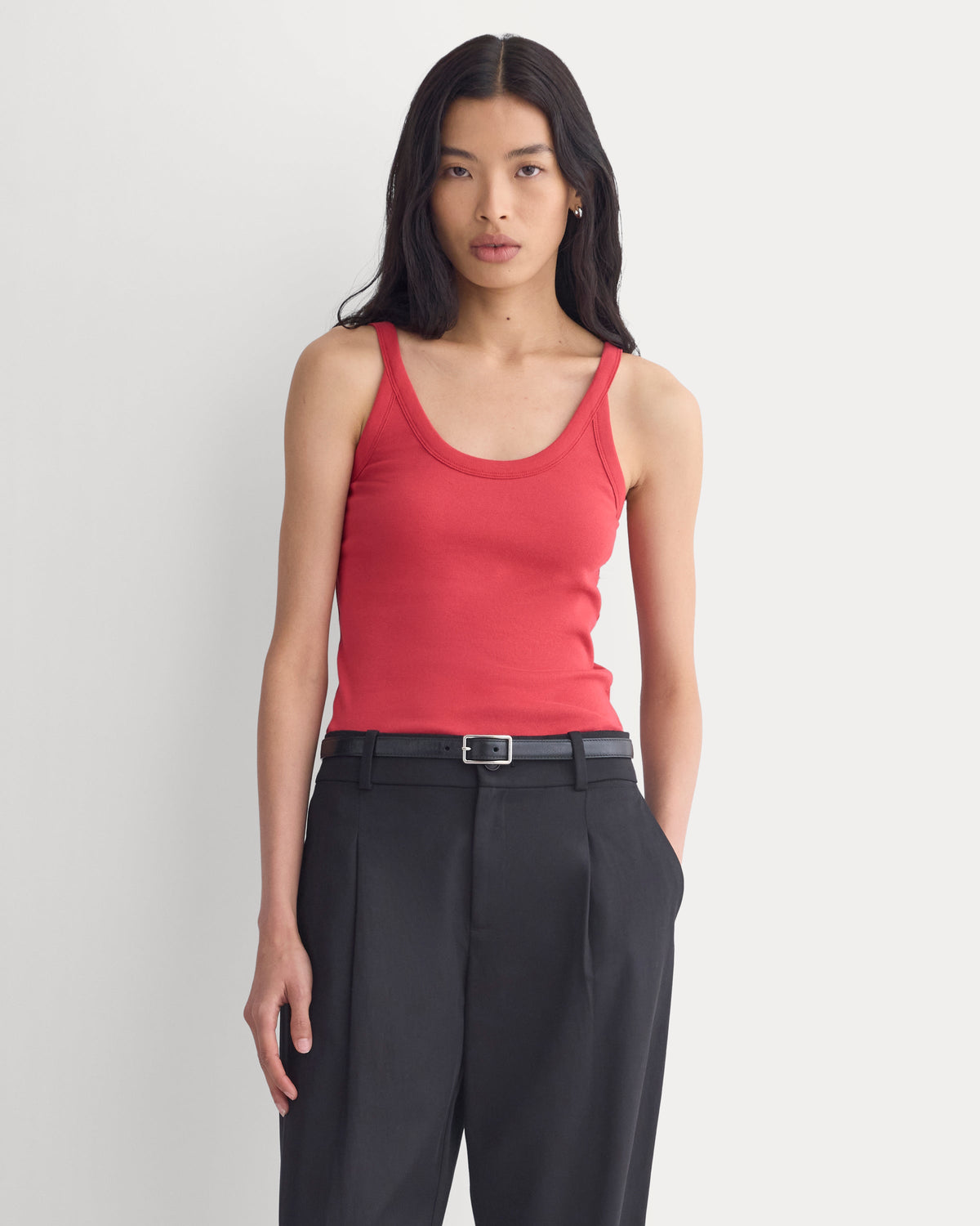 RetroSoft U-Neck Tank in Vintage Red — front view