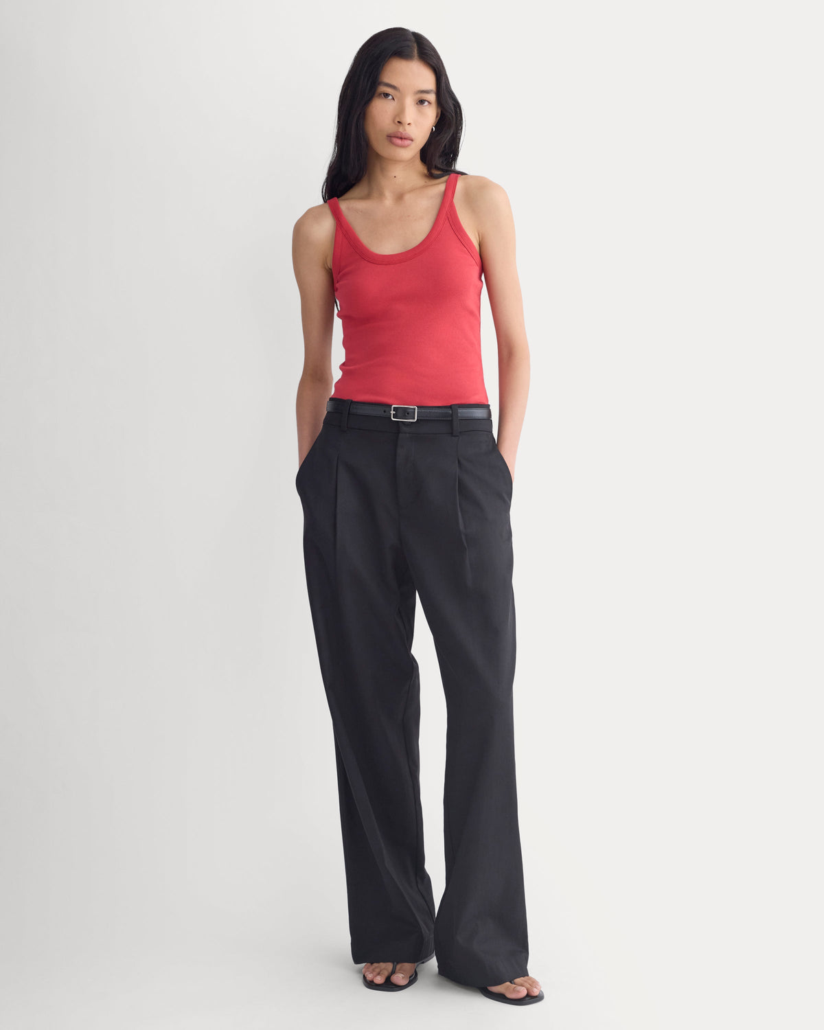 RetroSoft U-Neck Tank in Vintage Red — detail view