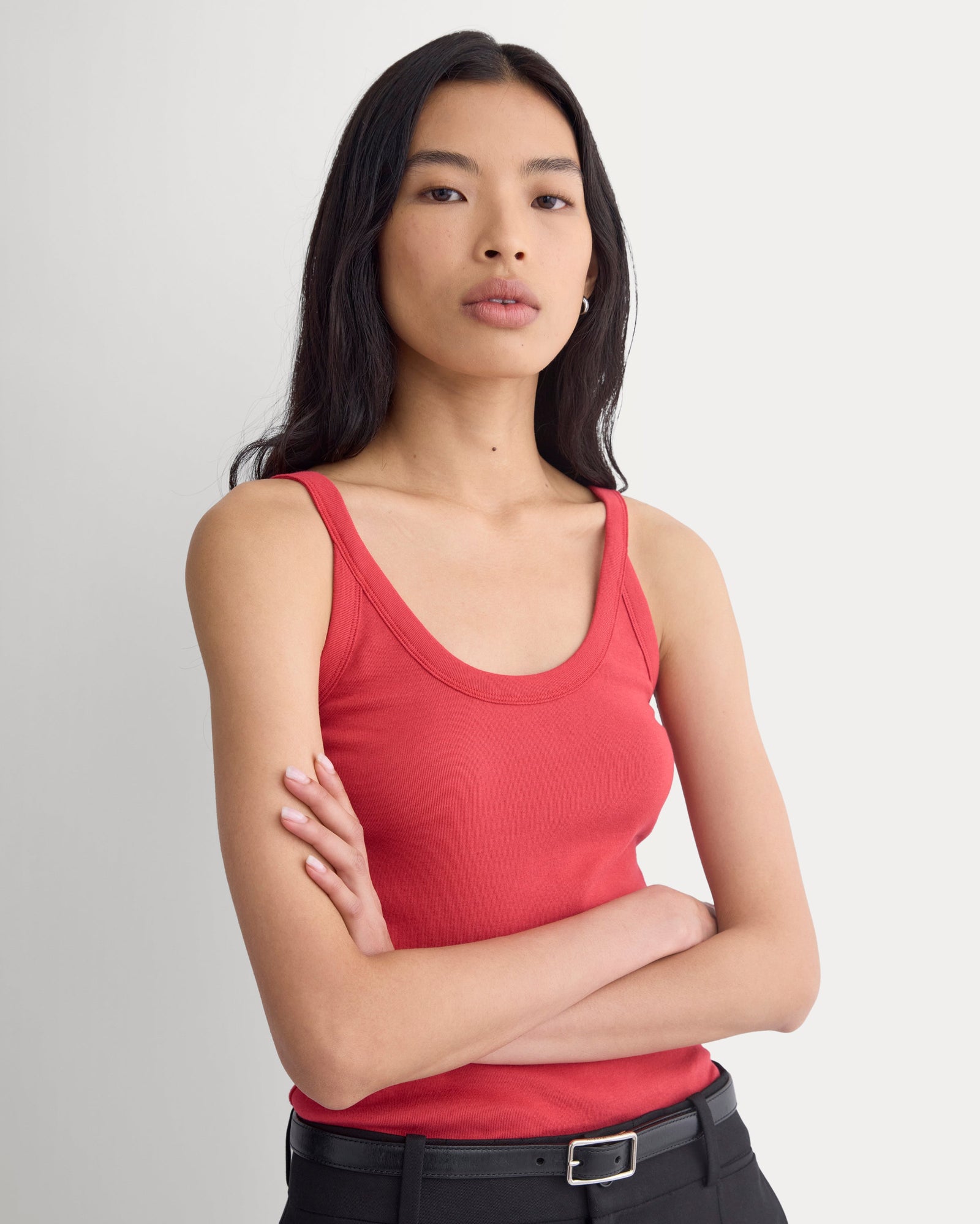 RetroSoft U-Neck Tank in Vintage Red — detail view