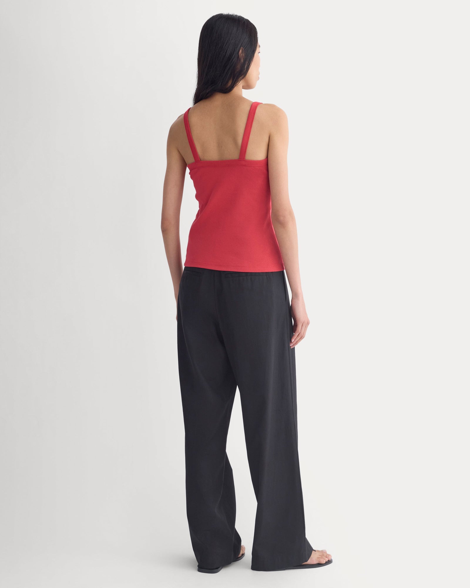 RetroSoft U-Neck Tank in Vintage Red — detail view