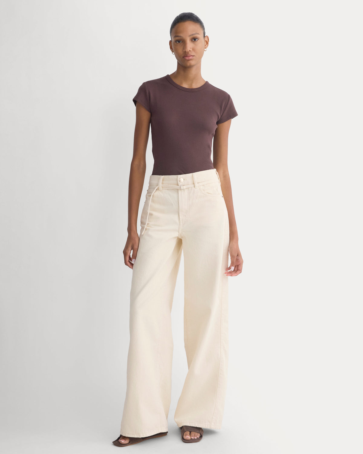 RetroSoft Cotton Crew in Coffee Bean — detail view