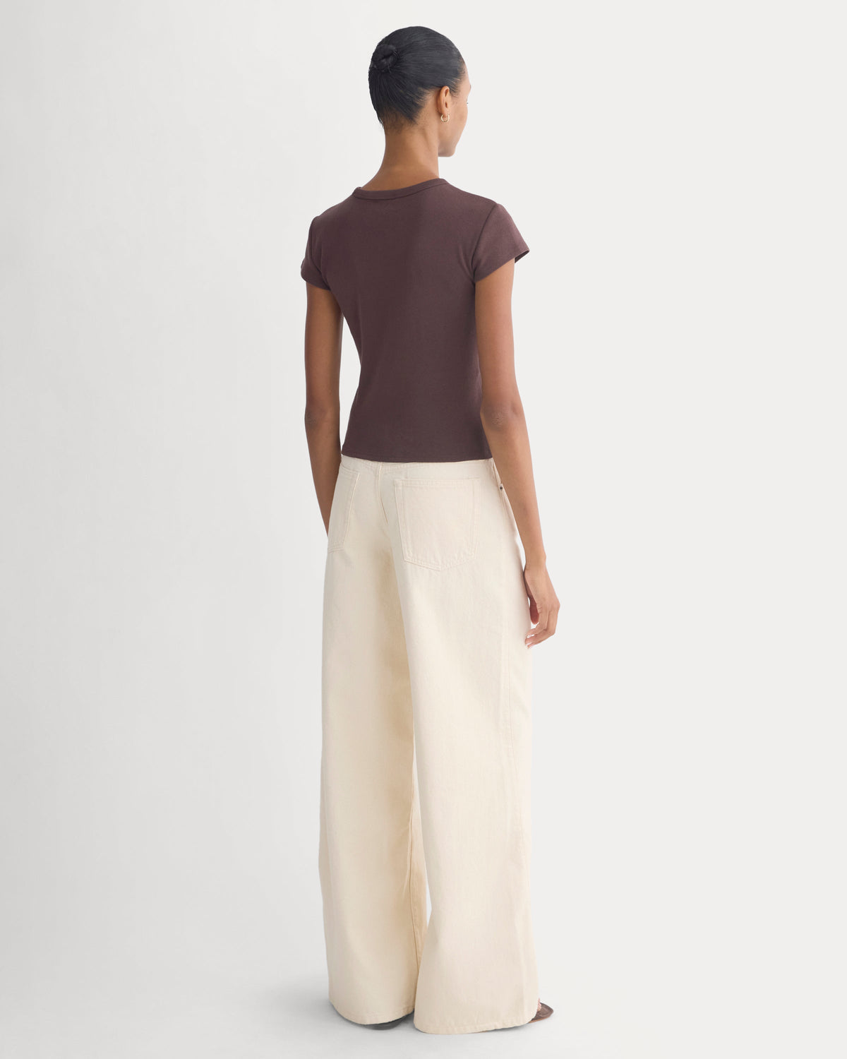RetroSoft Cotton Crew in Coffee Bean — detail view