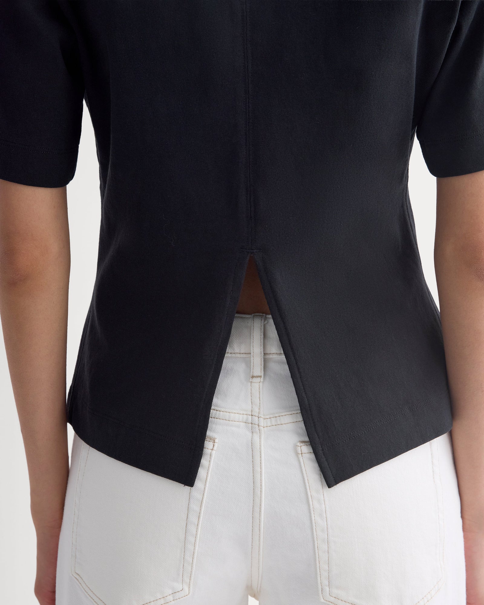 Premium Weight Back Slit Tee in Black — alternate view
