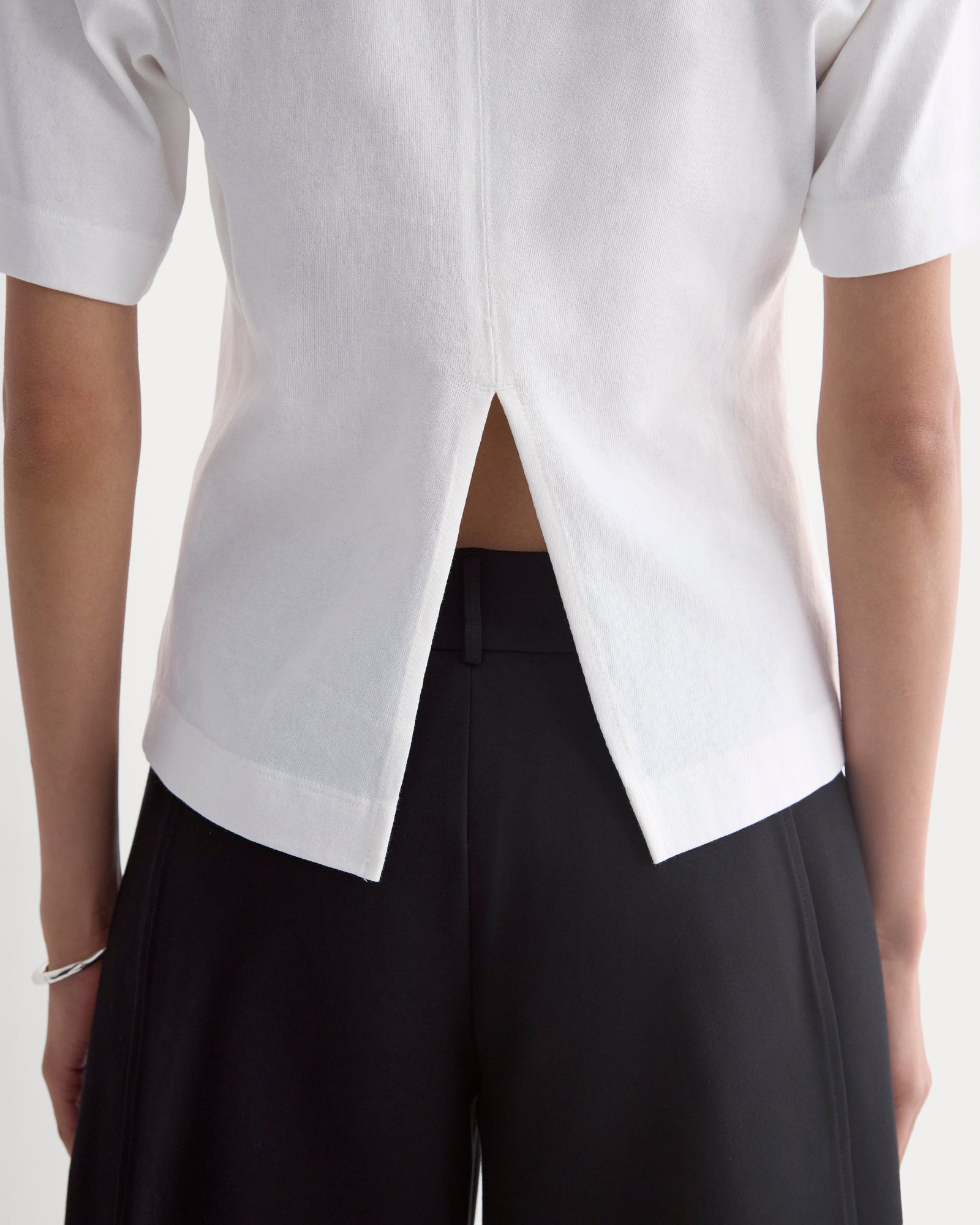 Premium Weight Back Slit Tee in White — alternate view