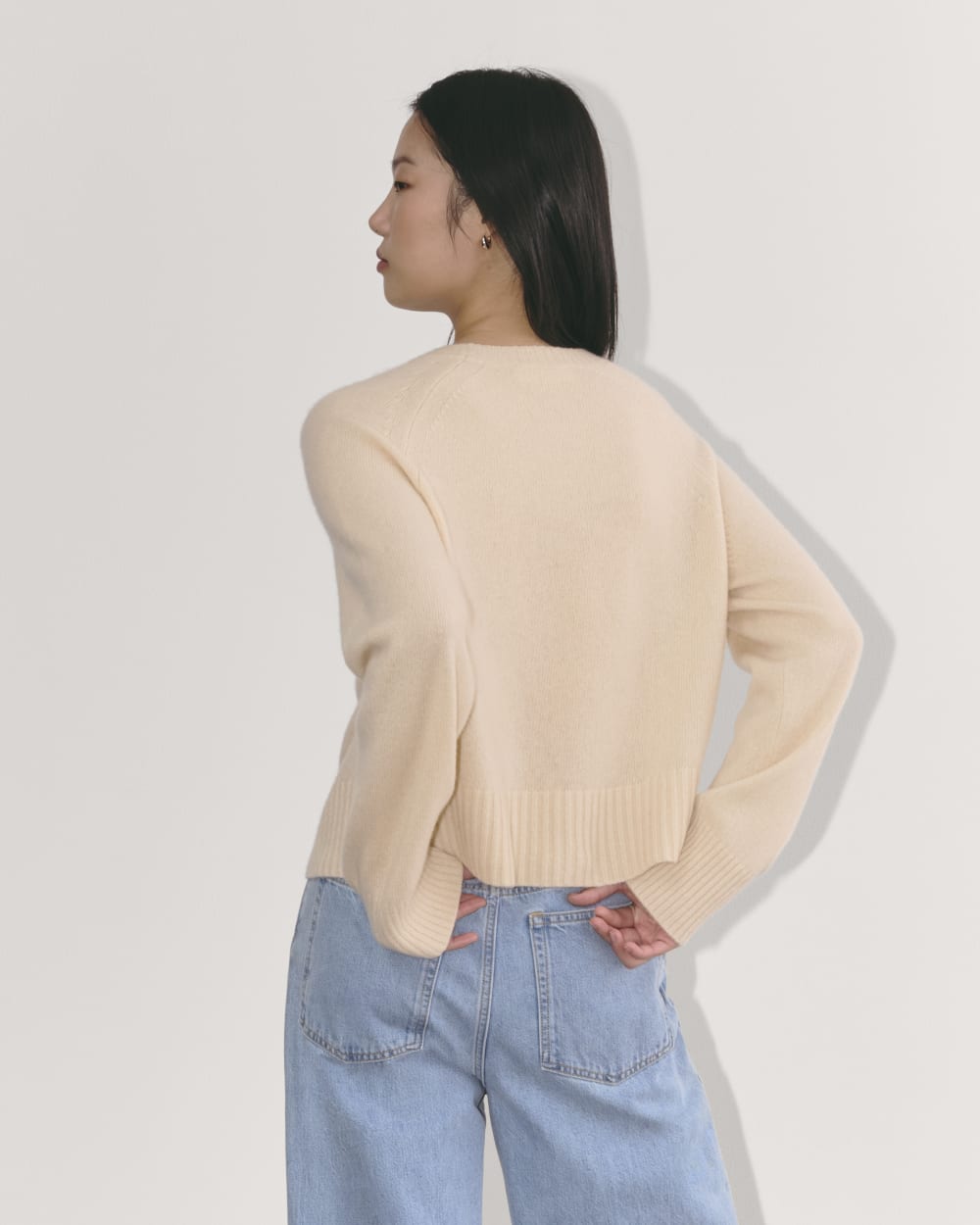 The Boxy Crew in Cashmere in Creme — detail view