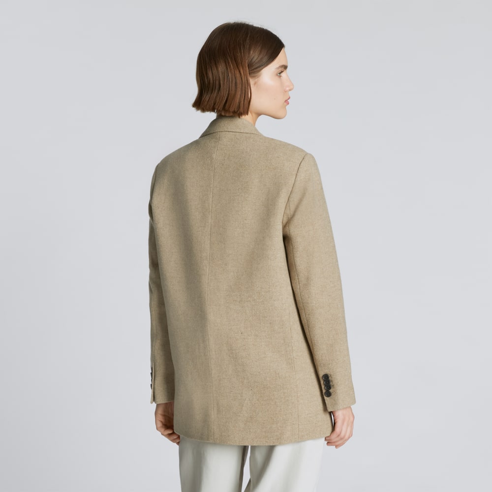 The Oversized Blazer in Wool in Toasted Tan — detail view
