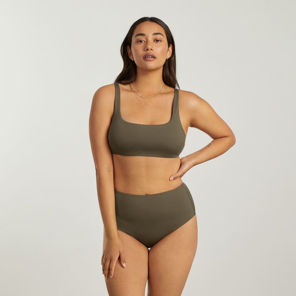 The Square-Neck Bikini Top in Beech — detail view
