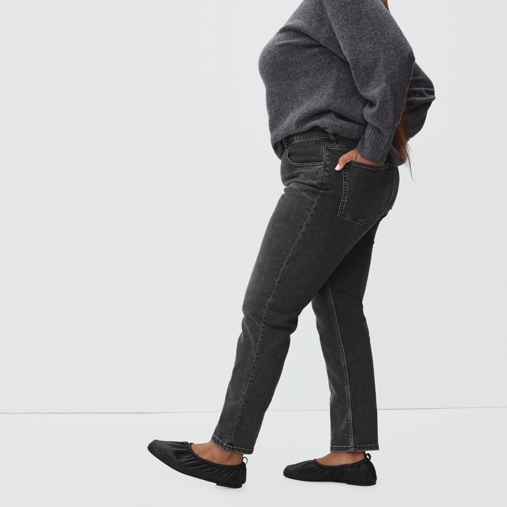 The Curvy Cheeky® Straight Jean in Washed Black — detail view