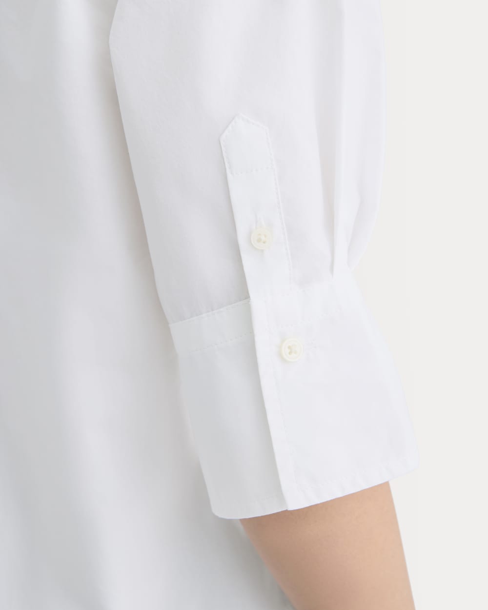 Cuff Detail Shirt in Lightweight Cotton in White — detail view