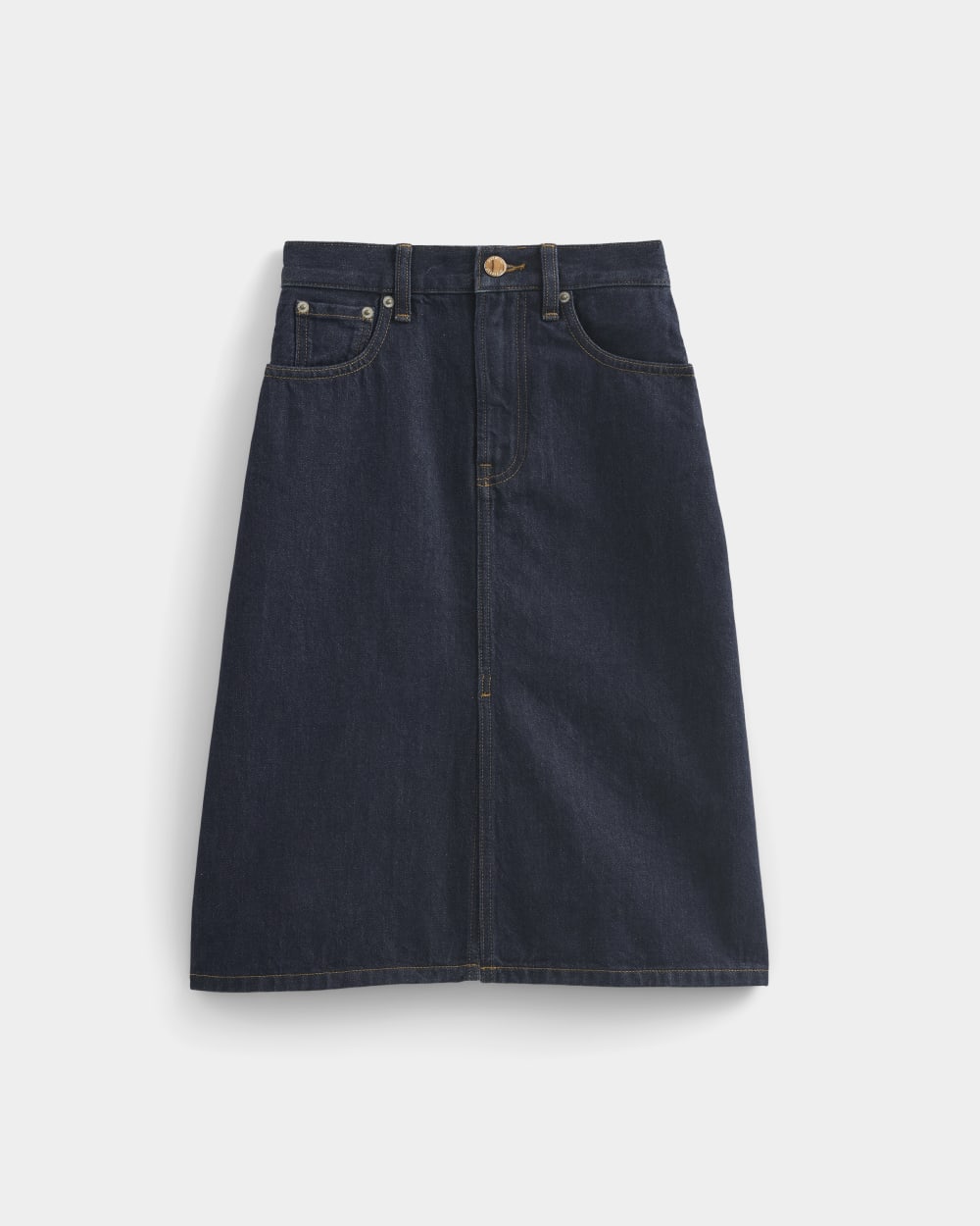 Mid-Rise Denim Midi Skirt in Tungsten Rinse — alternate view