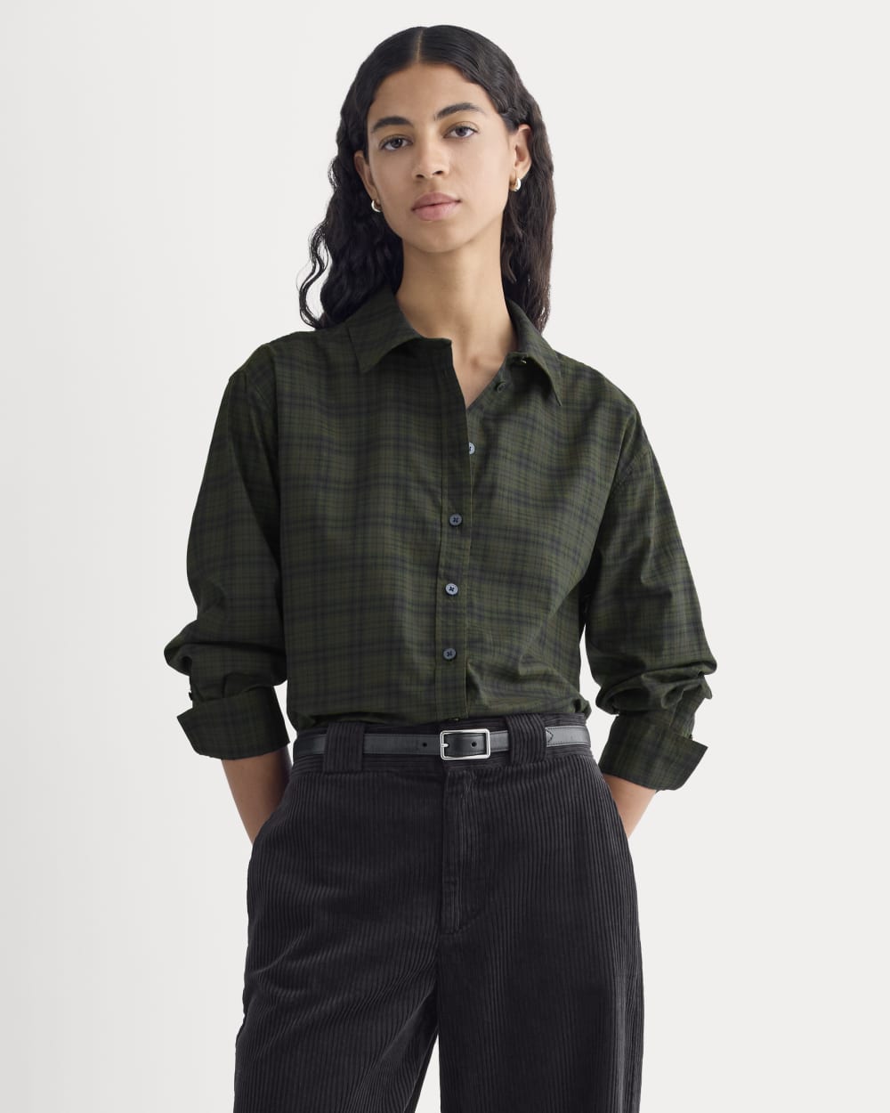 Everyday Shirt in Silky Cotton in Duffle Bag Plaid — front view