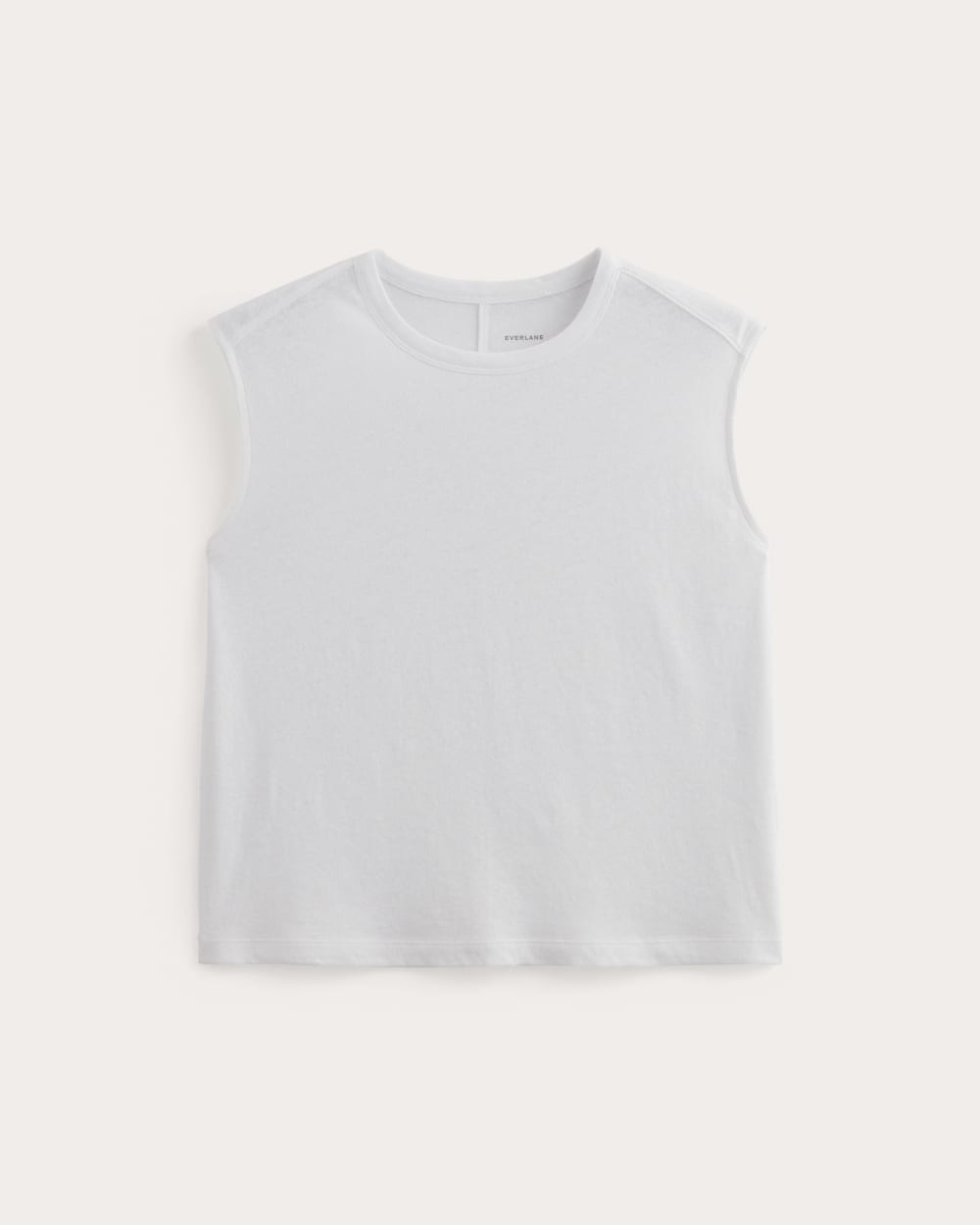 The Muscle Tee in Cotton Linen in White — alternate view