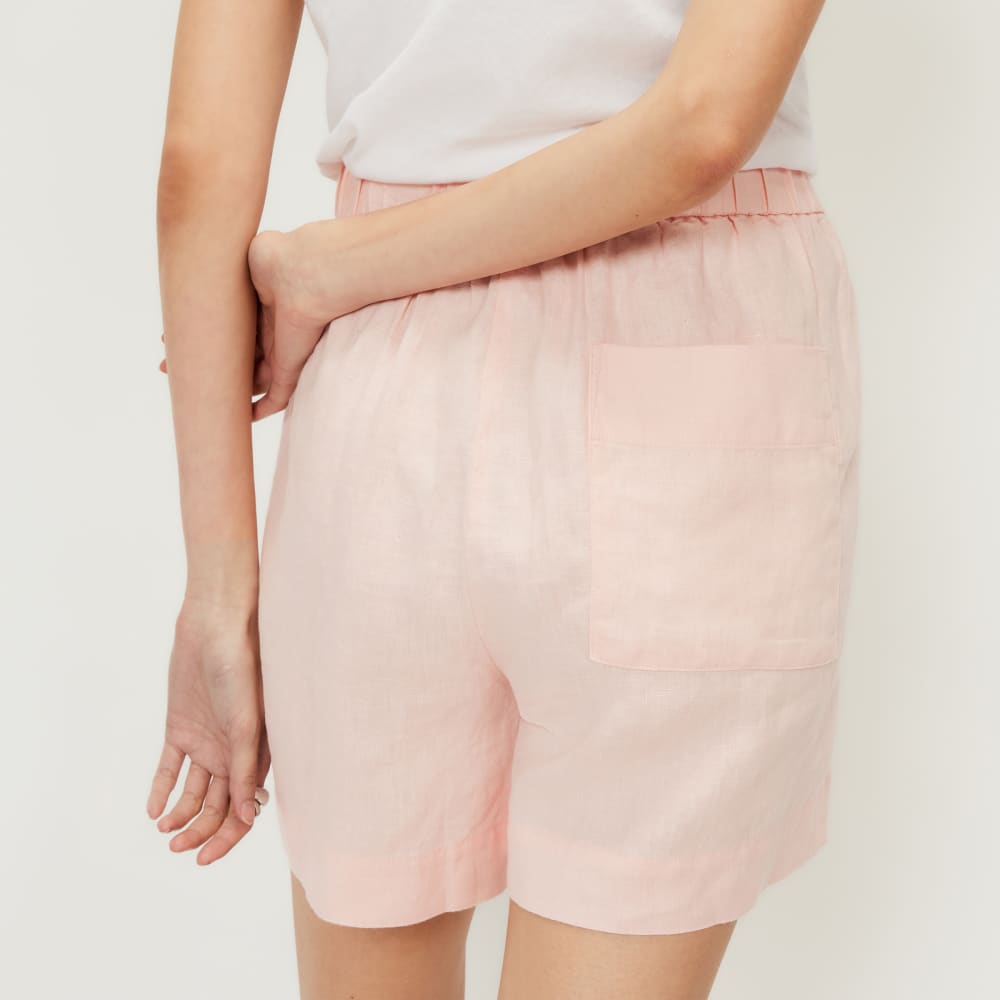 The Linen Boxer Short in Petal Pink — detail view