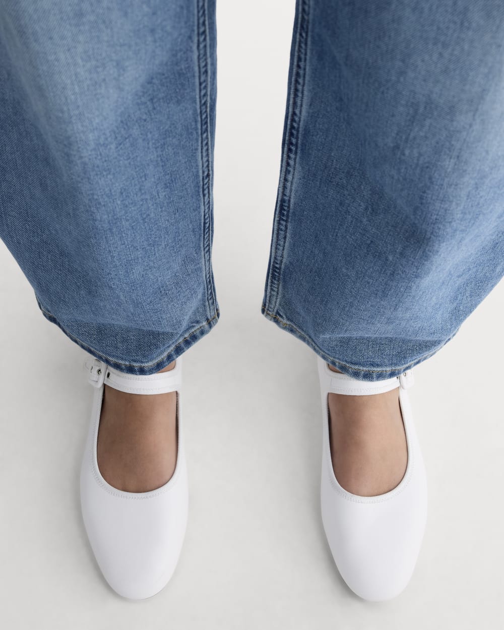 The Day Buckle Mary Jane in White — detail view