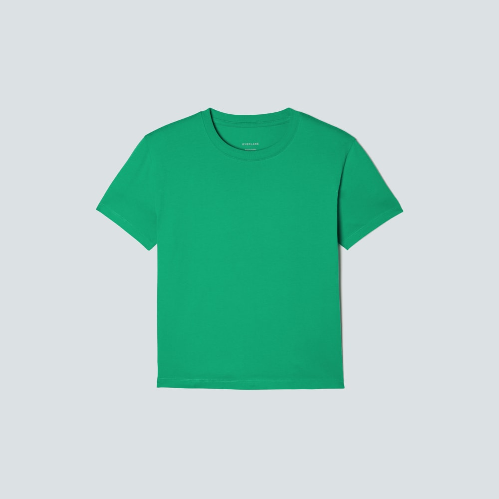 The Box-Cut Tee in Essential Cotton in Bright Jade — front view