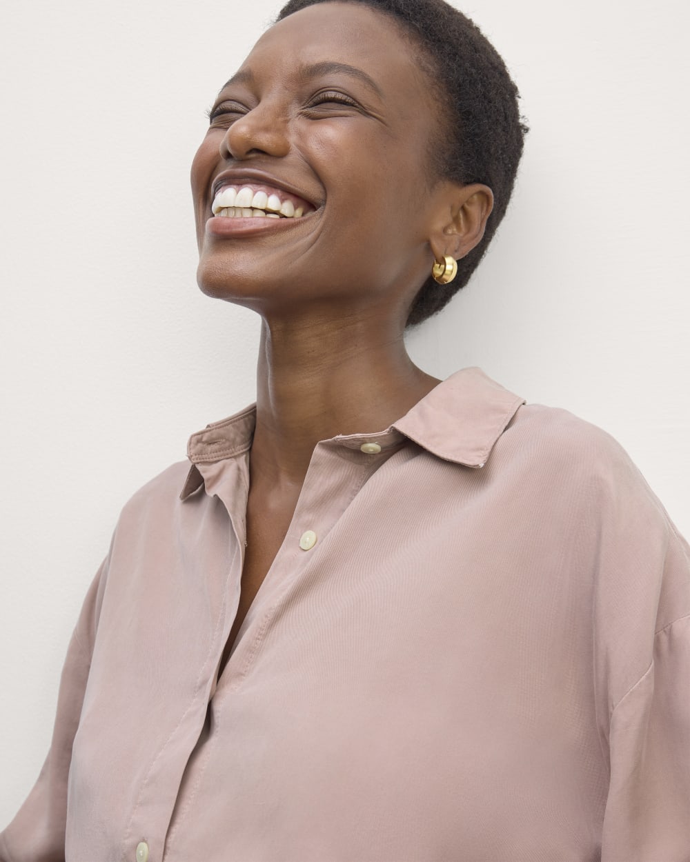 The Must-Have Shirtdress in Butterlite in Dusty Rose — detail view