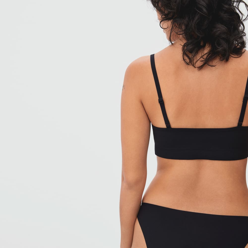 The Invisible Square-Neck Bralette in Black — detail view