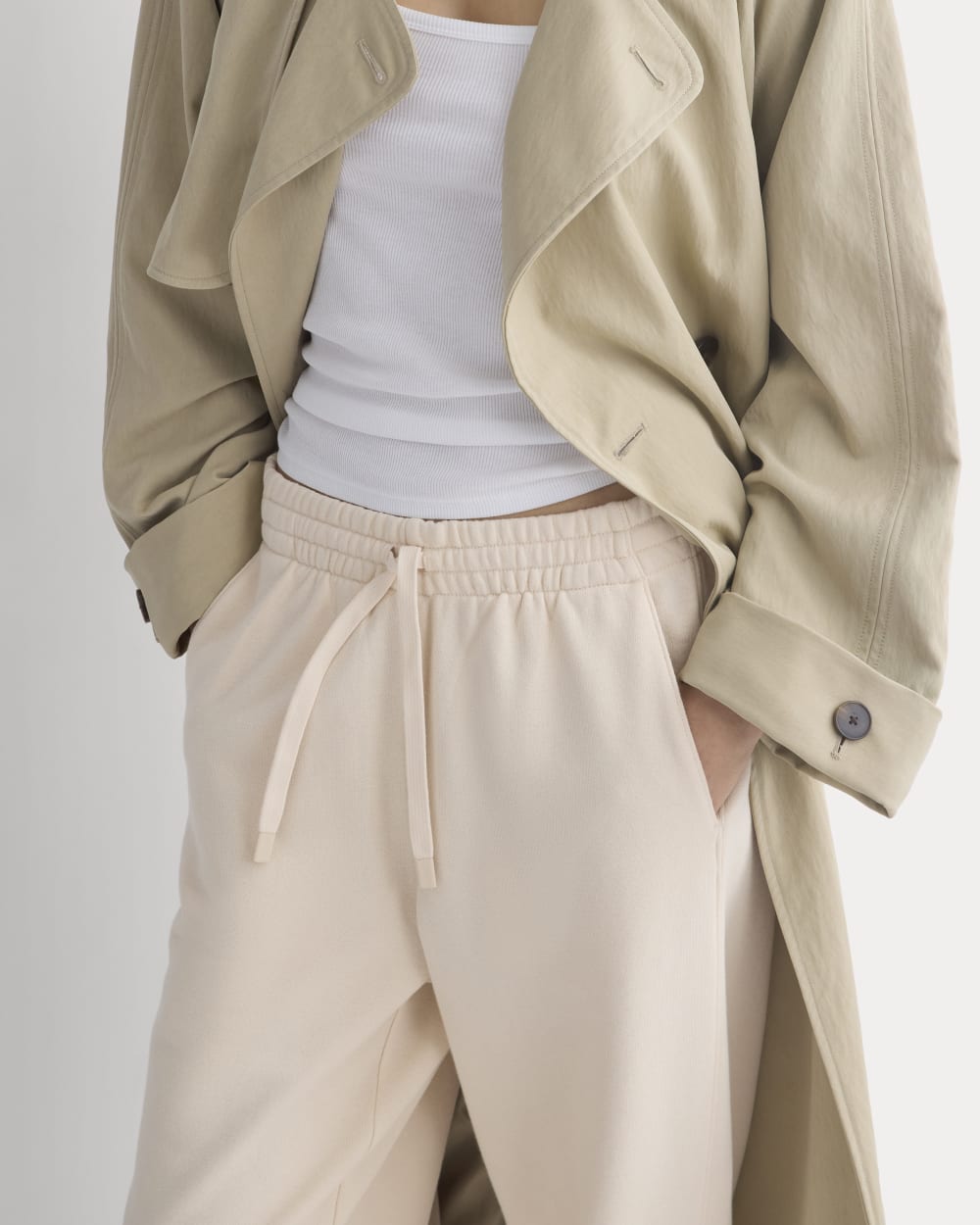 Lightweight Terry Jogger in Parchment — detail view