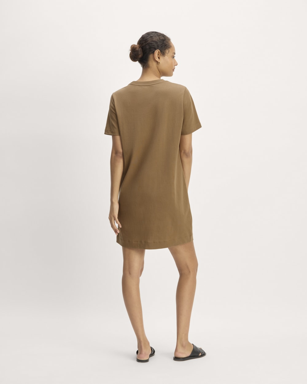 The Organic Cotton Weekend Tee Dress in Toasted Coconut — detail view