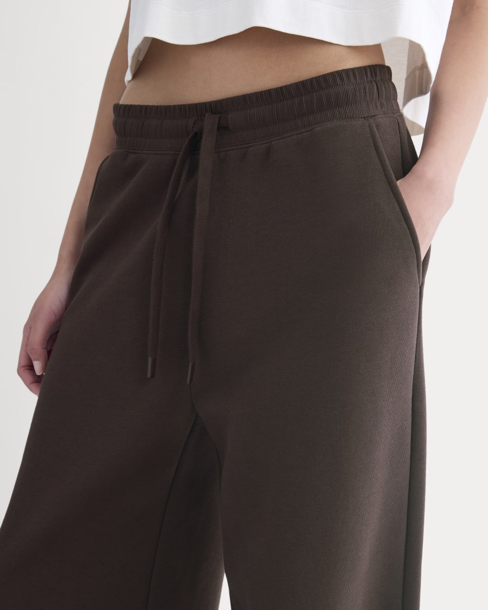 Luxe Fleece Wide-Leg Sweatpant in Dark Chocolate — detail view