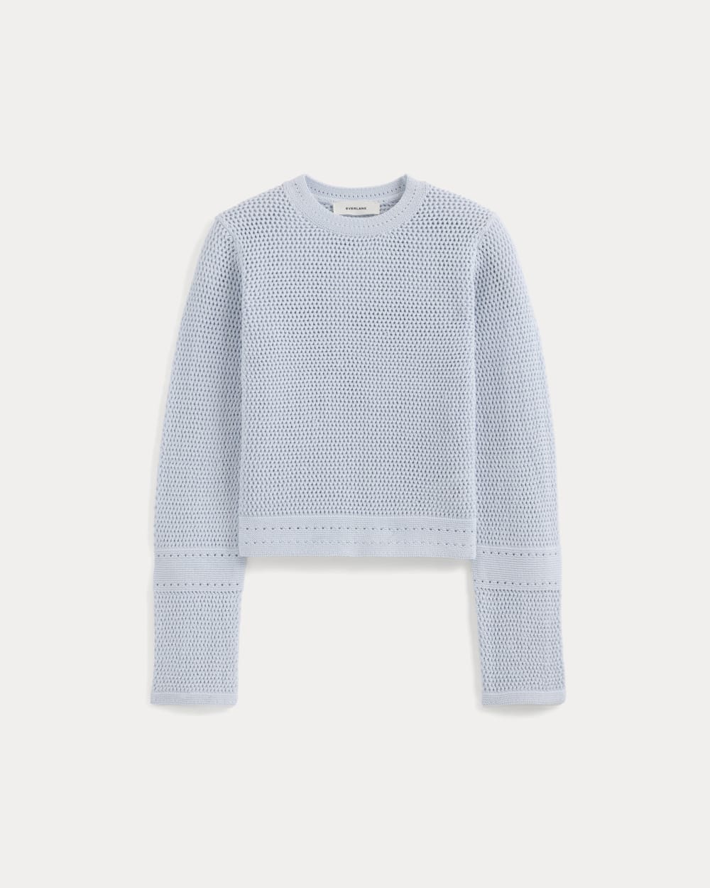 Open Knit Long-Sleeve Crew in Everyday Cotton in Skywriting — alternate view