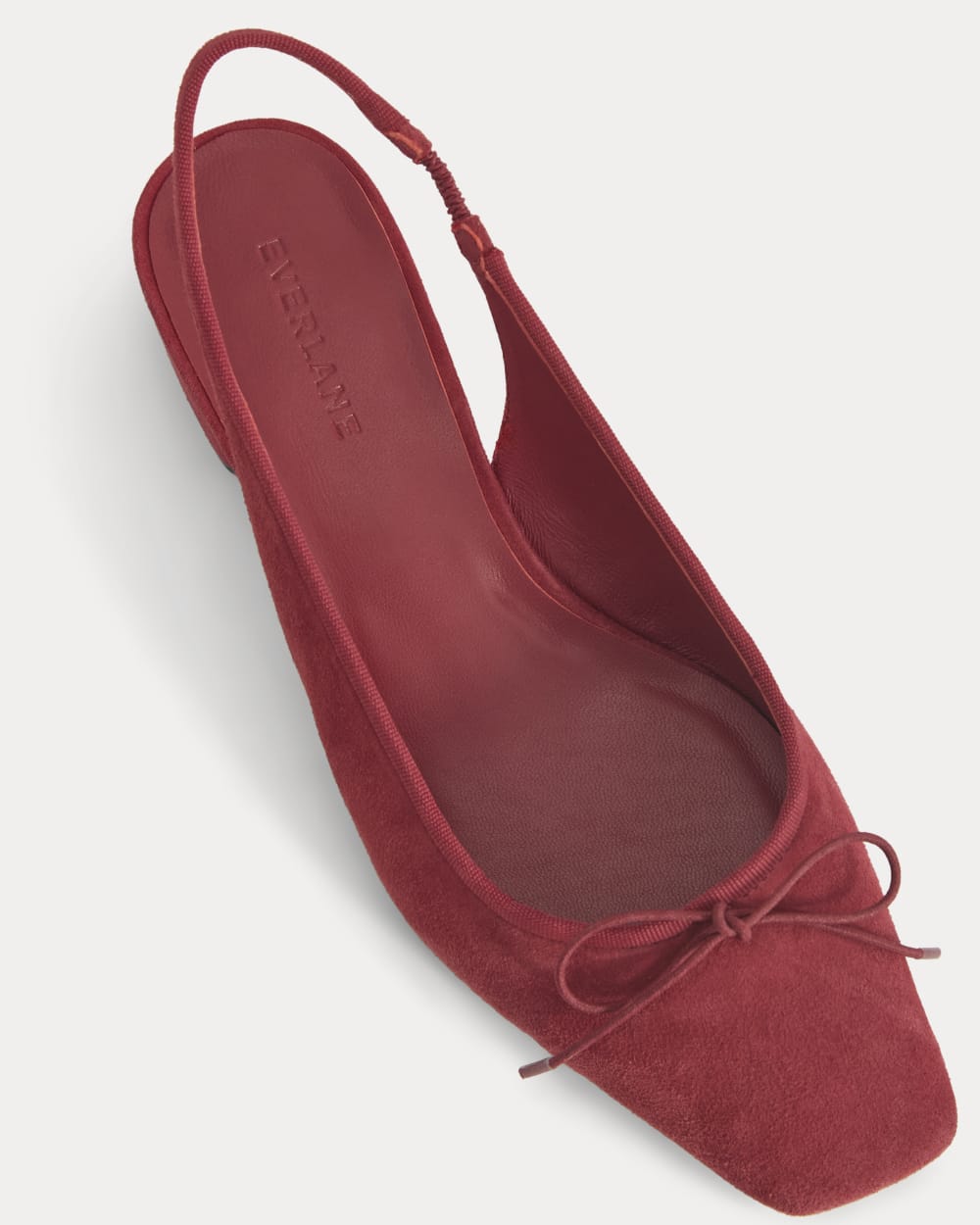 The Ballet Slingback Heel in Karanda Red — detail view