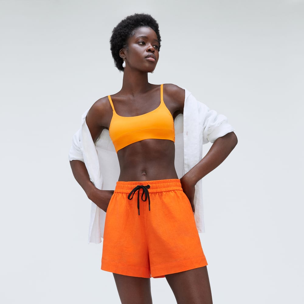 The Seersucker Boxer Short in Bright Orange — detail view