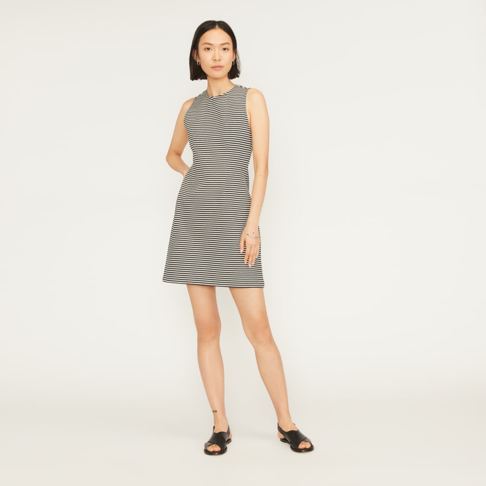 The Dream '90s Shift Dress in Parchment / Black — front view