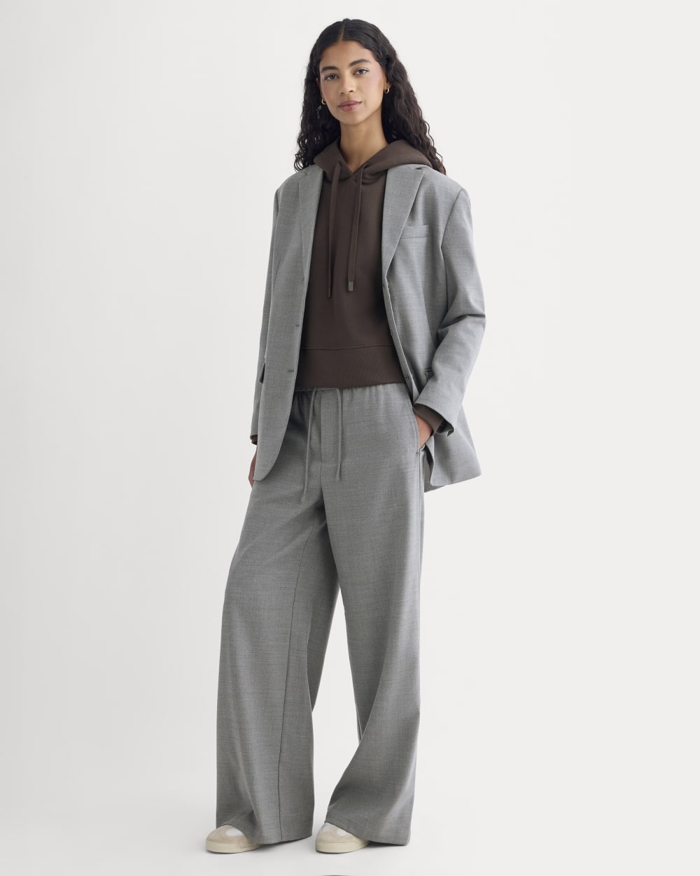The Pull-On Trouser in Tailor Twill in Heather Graphite — front view
