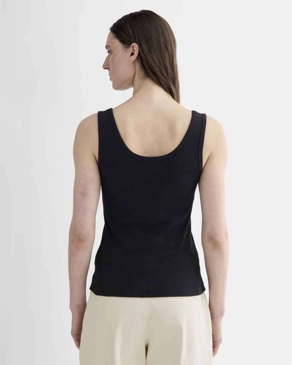 The Selfie Henley Tank in Black — detail view