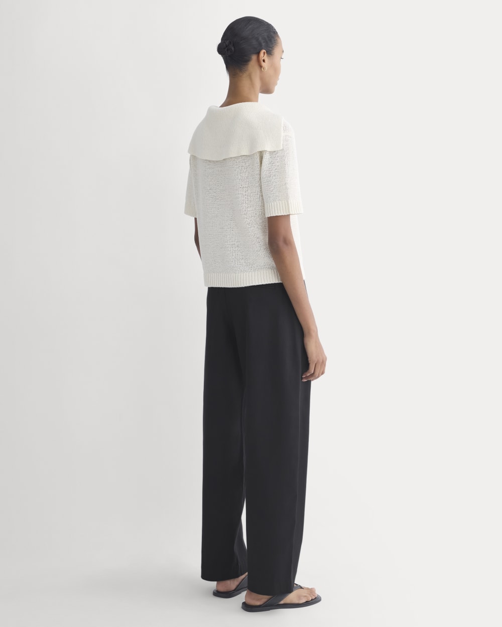 Open Collar Polo in Bone — detail view