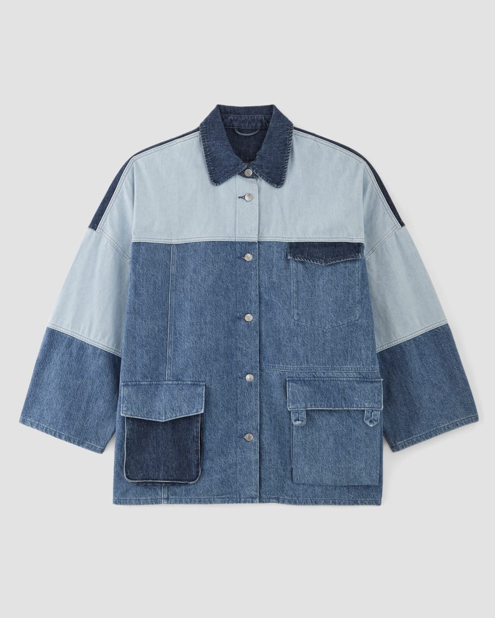 The Everlane x Marques' Almeida Denim Patchwork Jacket in Diamond Blue — alternate view