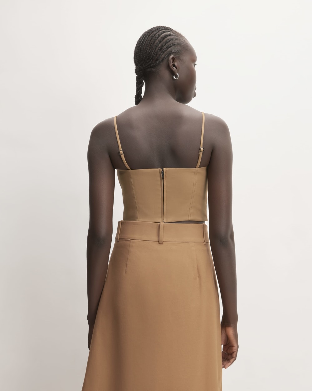 The Structured Cotton Bustier in Toasted Coconut — detail view
