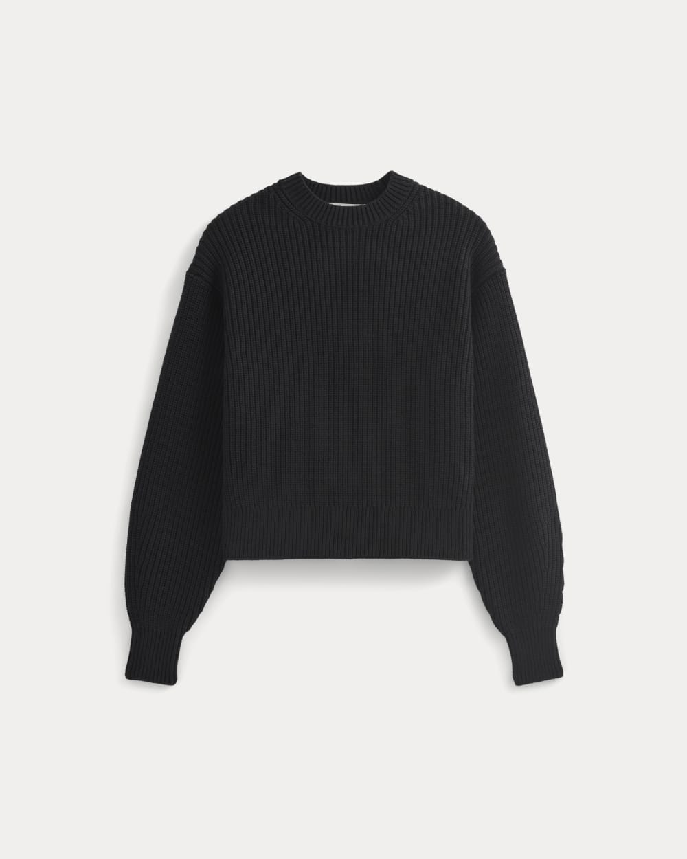 Cropped Ribbed Crew in Everyday Cotton in Black — alternate view